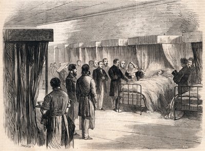 Hôtel-Dieu, Paris, France : Napoléon III visitant les victimes du choléra en 1865 - French School